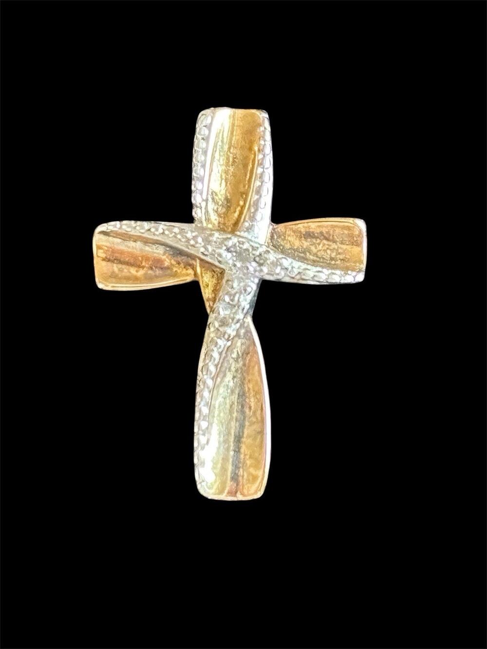 Sterling Silver Gold Vermeil .75” Winding Ribbon Windmill Cross Pendant 925